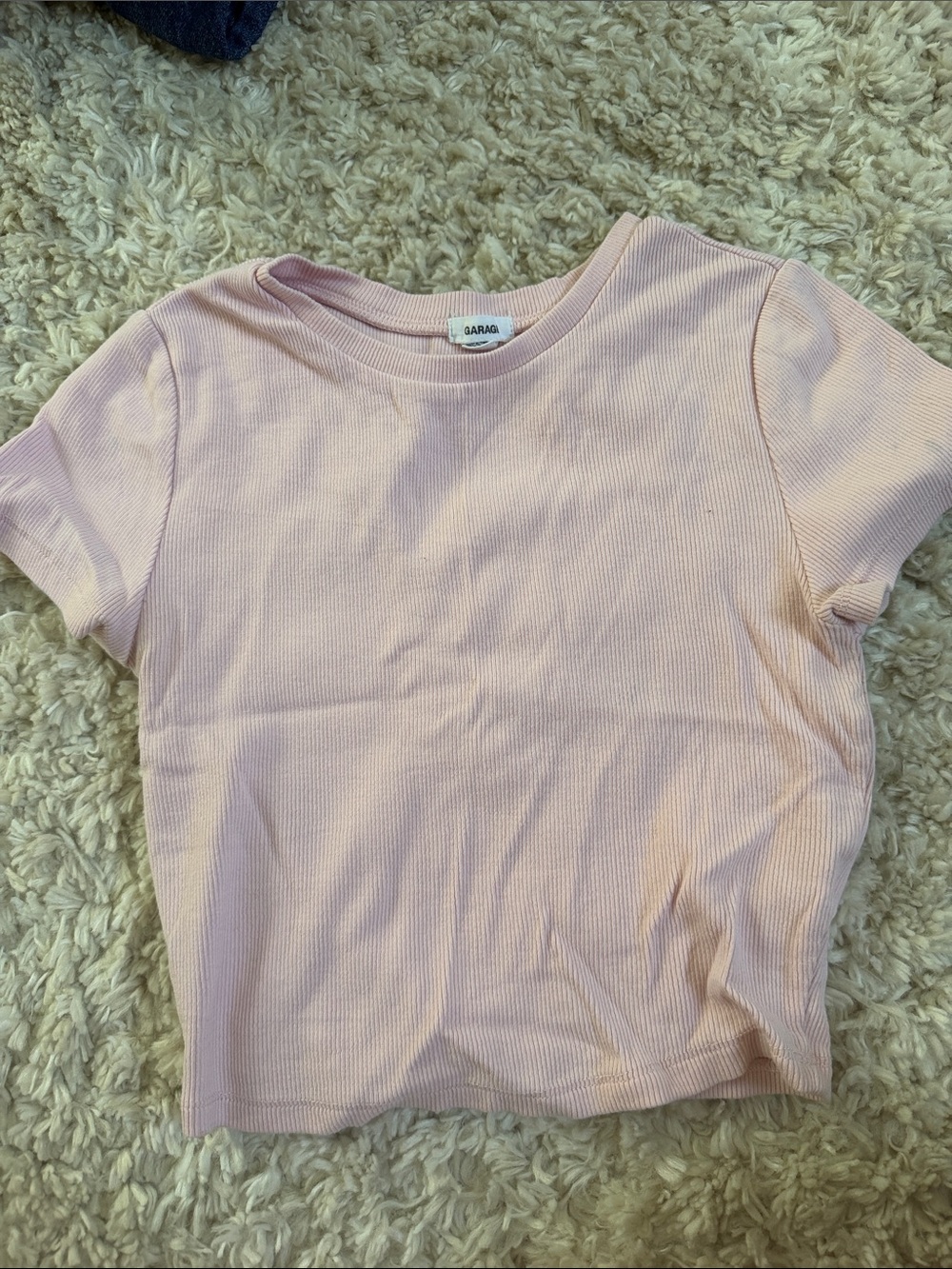 Garage Light Pink Ribbed Short Sleeve Tee